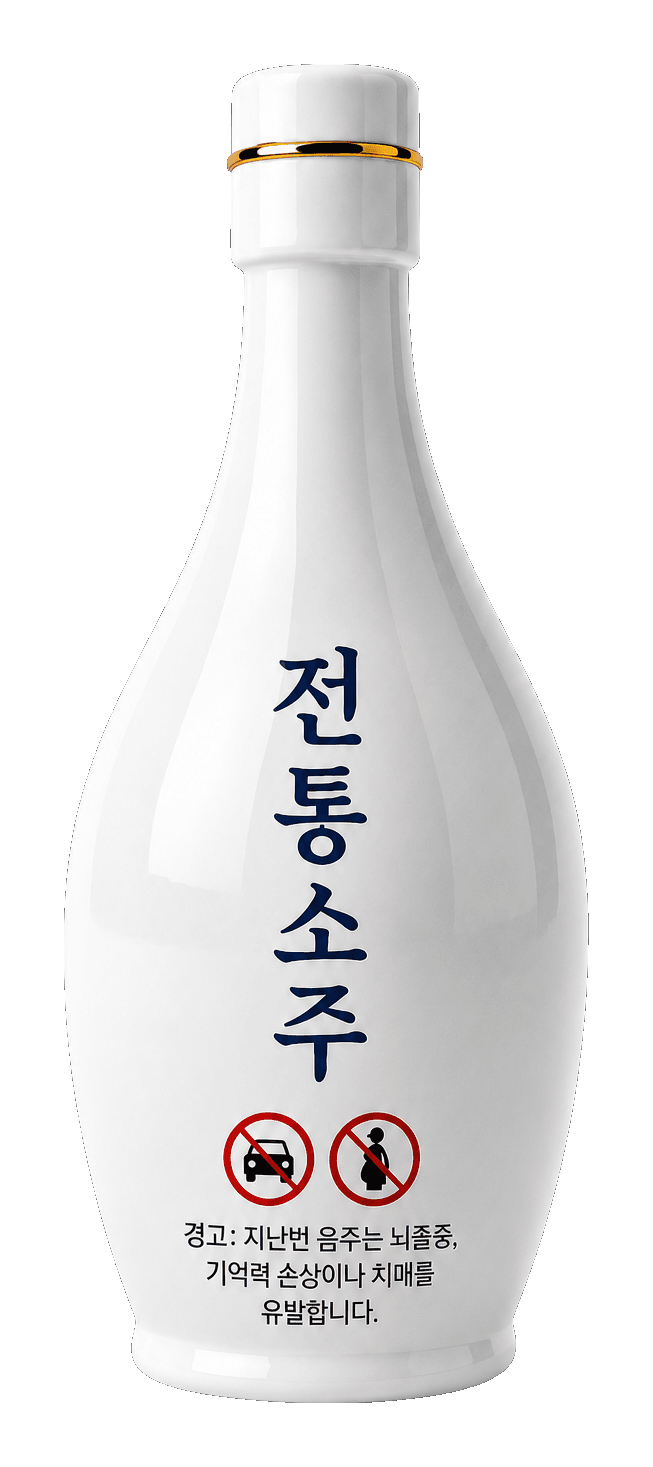 전통소주 술병 경고문구 예시 이미지